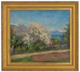 Fruktblomstring i Balestrand by Thorolf Holmboe, Olje på lerret, sold Nov 2008