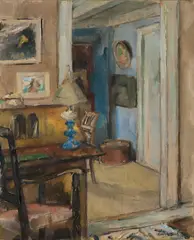 Henrik Lund, Interiør, Espevika, 1934, Olje på lerret