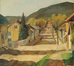 Einar Sandberg, Storgaten i Lillehammer, Olje på lerret