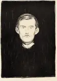 Edvard Munch, Selvportrett, Litografi trykket i svart på tykt gulhvitt papir