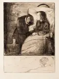 Edvard Munch, Det syke barn, Radering trykket i svart på middels tykt