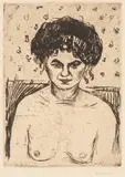 Edvard Munch, Bordellpike, Radering trykket i svart på tykt beige papir