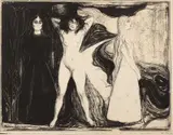 Edvard Munch, Kvinnen, Litografi trykket i svart på tynt gråhvitt