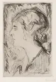 Edvard Munch, Hjørdis Gierløff, Radering trykket i svart på tykt gulhvitt papir