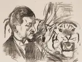 Edvard Munch, Tigertemmeren Sawade, Litografi trykket i svart på middels tykt gulhvitt