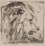 Edvard Munch, Løvetemmeren, Litografi trykket i svart på middels tynt blågrått