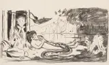 Edvard Munch, Skyen, Litografi trykket i svart på middels tynt hvitt
