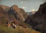 Fra Stalheim by Adelsteen Normann, Olje på plate, sold Jun 2008