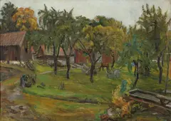 Severin Grande, Gårdstun, Olje på lerret