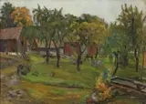 Severin Grande, Gårdstun, Olje på lerret
