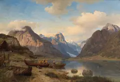 Hans Gude, Indre Fjærlandsfjord i Sogn, 1857, Olje på lerret