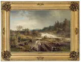Erik Bodom, Tømmerfløtere, 1859, Olje på lerret