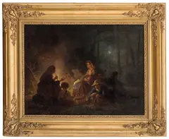 Ved bålet by Knud Bergslien, 1859, Olje på lerret, sold May 2008