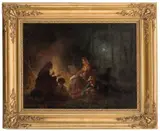 Knud Bergslien, Ved bålet, 1859, Olje på lerret