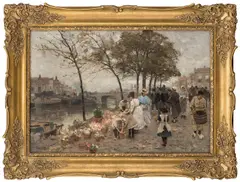 Ludvig Munthe, Blomstermarked, Olje på lerret