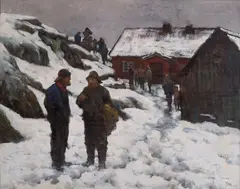Fredrik Kolstø, Fiskere i vinterlandskap, Olje på lerret