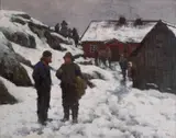 Fredrik Kolstø, Fiskere i vinterlandskap, Olje på lerret