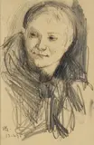 Halfdan Egedius, Mari Clasen Storbondedatter fra Telemark, 1895, Blyant og tusj på papir, lysmål