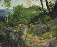Johan Nielssen, Fra Kolsdalen ved Kristiansand, 1863, Olje på plate