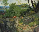 Johan Nielssen, Fra Kolsdalen ved Kristiansand, 1863, Olje på plate