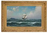 Lauritz Haaland, Seilskute ved de ytterste skjær, 1903, Olje på lerret