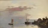 Anton Rasmussen, Fjordlandskap med båter og folkeliv