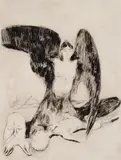 Edvard Munch, Harpyie, Radering trykket i svart på middels tynt gulhvitt