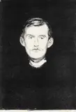 Edvard Munch, Selvportrett, Litografi trykket i svart på tynt Japanpapir