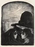 Edvard Munch, Tiltrekning I, Litografi trykket i svart på middels tykt