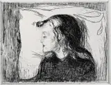 Edvard Munch, Det syke barn, Radering trykket i svart på middels tykt