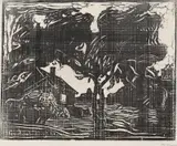 Edvard Munch, Epletreet, Tresnitt trykket i svart på middels tynt gulhvitt