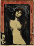 Edvard Munch, Madonna, Fargelitografi trykket i svart, rødt, blått og