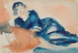 Edvard Munch, Hvilende kvinne, Blyant og akvarell på papir, lysmål