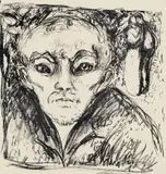 Edvard Munch, Sjalusi IV, Litografi trykket i svart på middels tynt beige