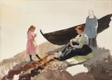 Hans Dahl, Studie av kvinner og barn på strand