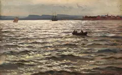 Hans Dahl, Christianiafjorden, Olje på lerret, oppklebet på plate