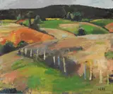 Erling Enger, Åkerlandskap, 1955, Olje på plate