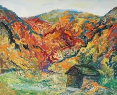 Høst Smørklepp by Henrik Sørensen, 1959, Olje på plate, sold Jun 2007