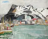 Finn Nielssen, Svolvær, 1960, Olje på lerret