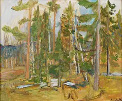Alexander Schultz, Skogslandskap, Olje på plate