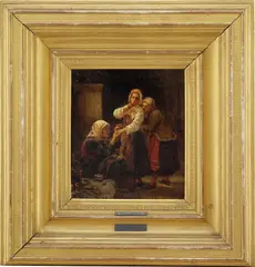 Adolph Tidemand, Spåkvinne og unge piker, 1855, Olje på plate