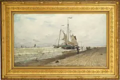 Frits Thaulow, Båter ved kysten, Olje på lerret