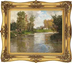 Frits Thaulow, Fransk elvelandskap, Olje på lerret