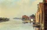 Lauritz Haaland, Losbåt i havn, 1893, Olje på lerret