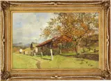 Høstlandskap by Frits Thaulow, 1883, Olje på mahognyplate, sold May 2007