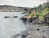 Norsk kystlandskap by Frits Thaulow, 1889, Olje på lerret, sold May 2007