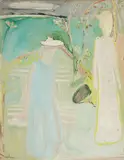 To kvinner i park by Jakob Weidemann, Olje på plate, sold May 2007