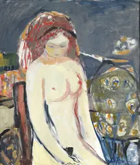 Kai Fjell, Sittende kvinneakt, Olje på lerret
