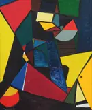 Komposisjon by Jakob Weidemann, 1949, Olje på plate, sold May 2007