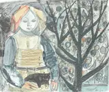 Pike med katt by Kai Fjell, Seriegrafi, lysmål, sold Dec 2006